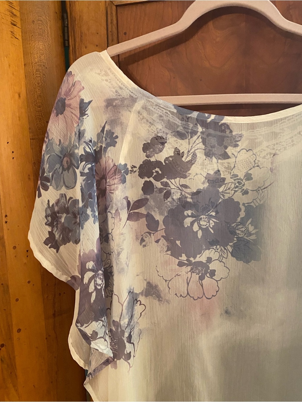Mudd Cream Lace Sheer Blouse